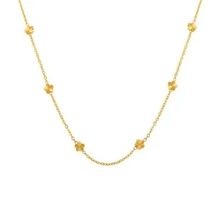Authentic Adjustable Gold Plated Flower Charms Chain Necklace for Women