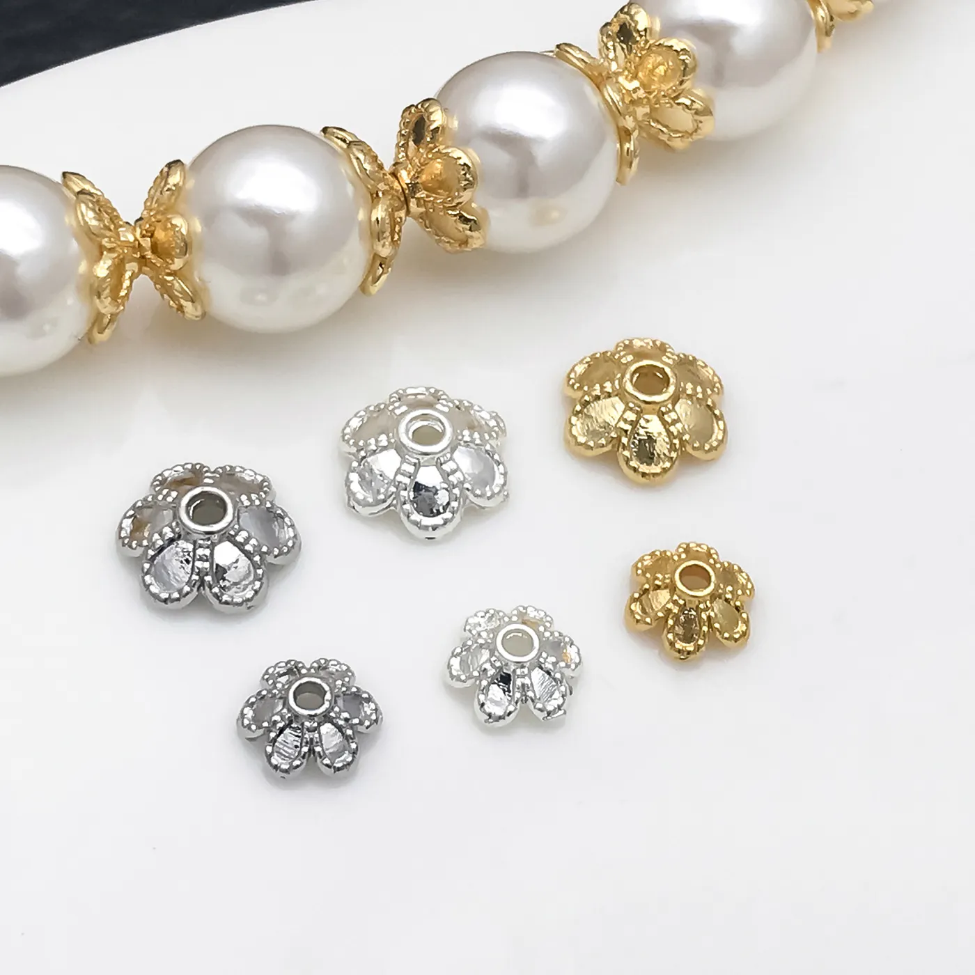 Authentic Sacred Blossoms of Gilded Light Bead Caps