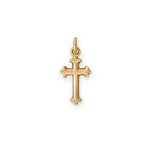 Authentic Small Cross Charm Gold Plated Sterling Silver Pendant Religious