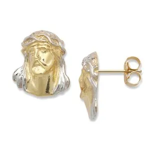 Authentic 14k Gold Plated Silver Jesus Earrings, Religious Earrings