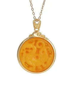 Authentic S925 silver gold-plated beeswax auspicious dragon six character mantra pendant