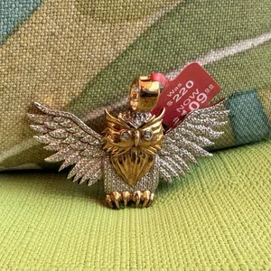 Authentic The Nocturnal Guardian: Gold-Plated Owl Wing Talisman