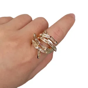 Authentic Zircon Ring Clear Cubic Zirconia Gold Plated Jewelry Women Rings Set
