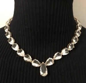 Authentic Clear Aquamarine 18k Gold Plated Rivière Necklace