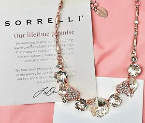 Authentic Rose Gold Plated Clear Crystal Collection Classy Elegant Necklace by SORRELLI