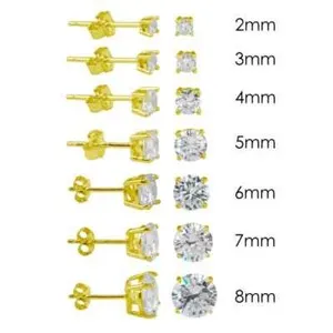 Authentic Silver 925 Gold Plated Round Basket Clear CZ Stud Earrings