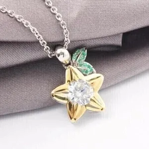Authentic Paopu Fruit Pendant Necklace 1ct Simulated Diamond Two Tone Gold Plated