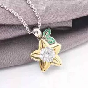 Authentic 1ct Paopu Fruit Kingdom Pendant Necklace Natural Moissanite Two Tone Gold Plated
