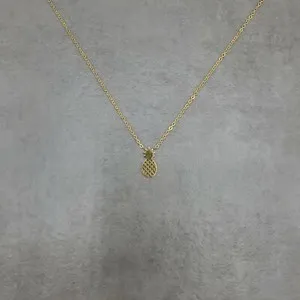 Authentic Pineapple GOLD Plated Necklace Farm Fruit Tropical Hawaii Vacation Island Sun