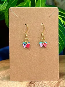 Authentic Verdant Summer Bliss Watermelon Charm – 18K Gold‑Plated Dainty Earrings of Joyful Abundance