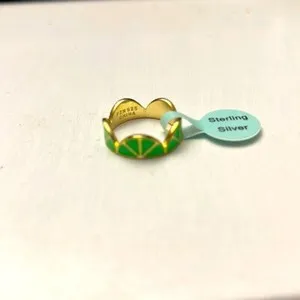 Authentic 14k Gold Plated Sterling Silver Enamel Citrus Fruit Lime Ring Size 7 NWT