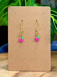 Authentic 18k Gold Plated Starwberry Fruit Mini Summer Charm Cute Earrings Handmade Dainty