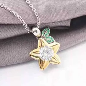 Authentic Paopu Fruit Kingdom Pendant Necklace 1ct Natural Moissanite Two Tone Gold Plated