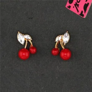 Authentic Crimson Fruit of Vitality – Gold‑Plated Resin Crystal Earring Talisman
