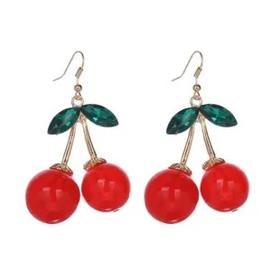 Authentic Lovely Handmade Cherry Food Fruit Drop Earring for Women 14K Gold Plated Li - 03