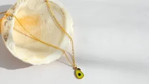 Authentic 💛 Minimalist 14k Gold Plated Avocado Cute Fruit Charm Necklace Handmade💛