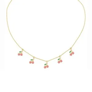 Authentic Dainty Cute Fresh Fruit Choker for Women 14K Gold Plated Chain Cubic Zircon Cher