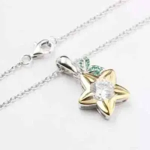 Authentic Real Moissanite 2Ct Paopu Fruit Kingdom Pendant 14K Two Tone Gold Plated F/Chain