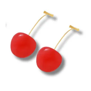 Authentic Trending Cherry Earrings | Resin Fruit Dangle | 14K Gold Plated