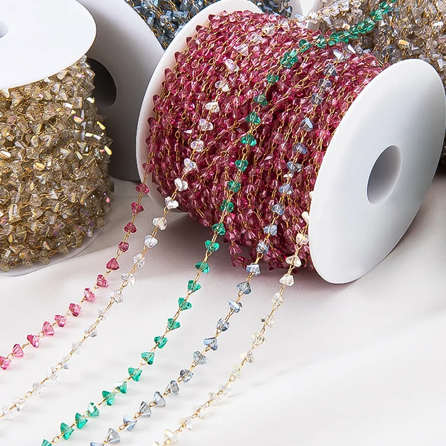 Authentic 1Meter Irregular Clear Beads Chain Grave Stone Bead Chain for DIY Necklaces Bracelets Jewelry Making Accessories
