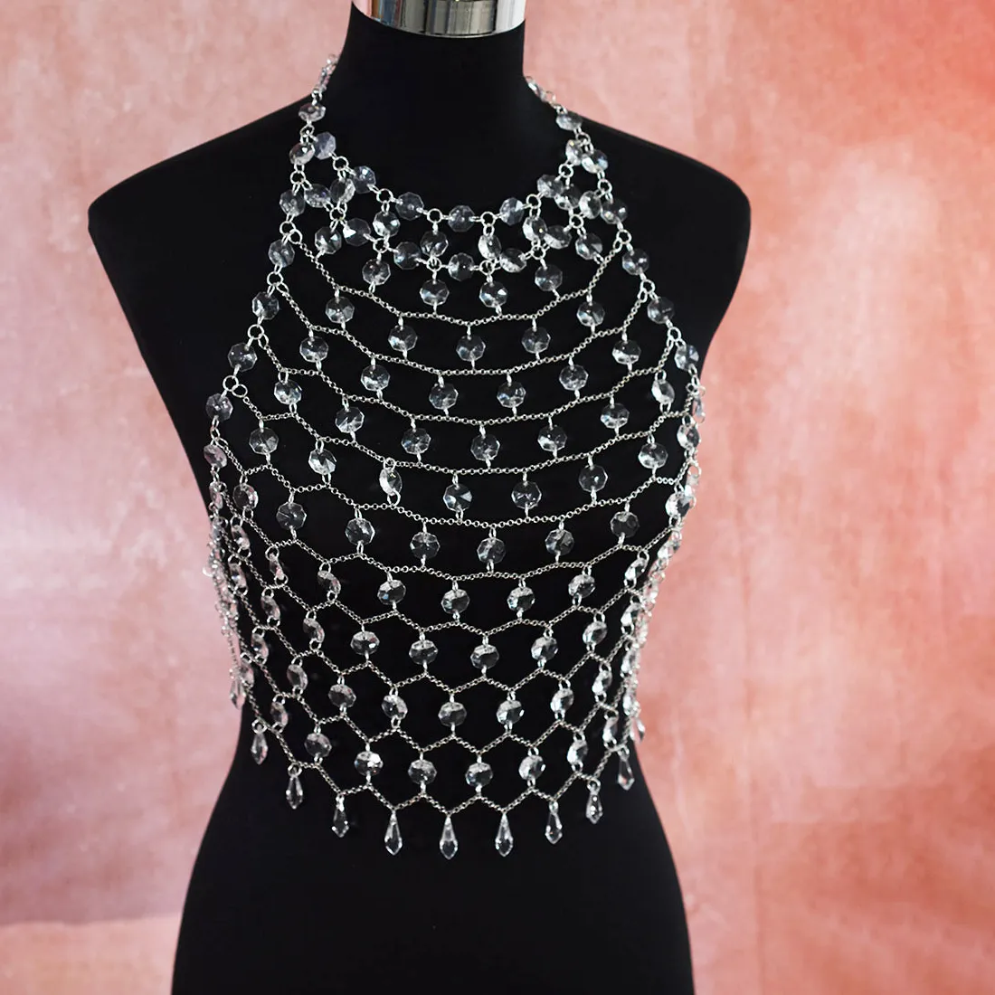 Authentic Radiant Cascades of Light Acrylic Crystal Body Adornment