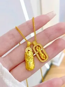 Authentic 18K Gold Plated vajra and PIXIU Pendant Necklace Collarbone Chain Jewelry