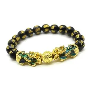 Authentic Thermochromic Pixiu Bracelet Gold-plated Six-character Proverbs Buddhist Beads