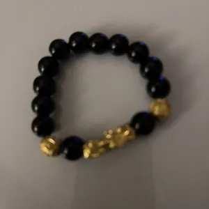 Authentic Genuine Black Agate Pixiu Wealth Bracelet Gold Plated