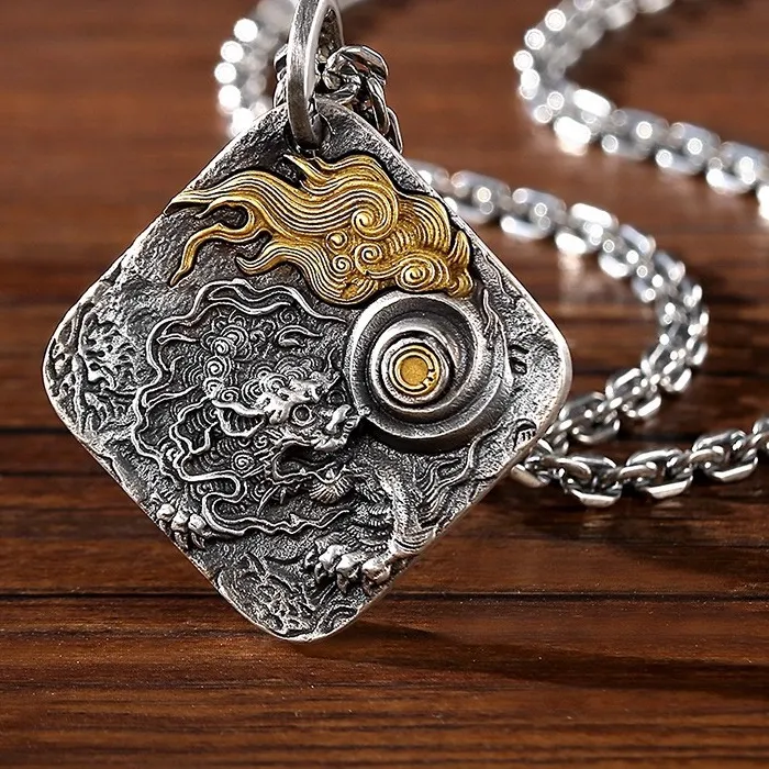 Authentic Dominion of the Pixiu: Enchanted Square Rhombus Pendant