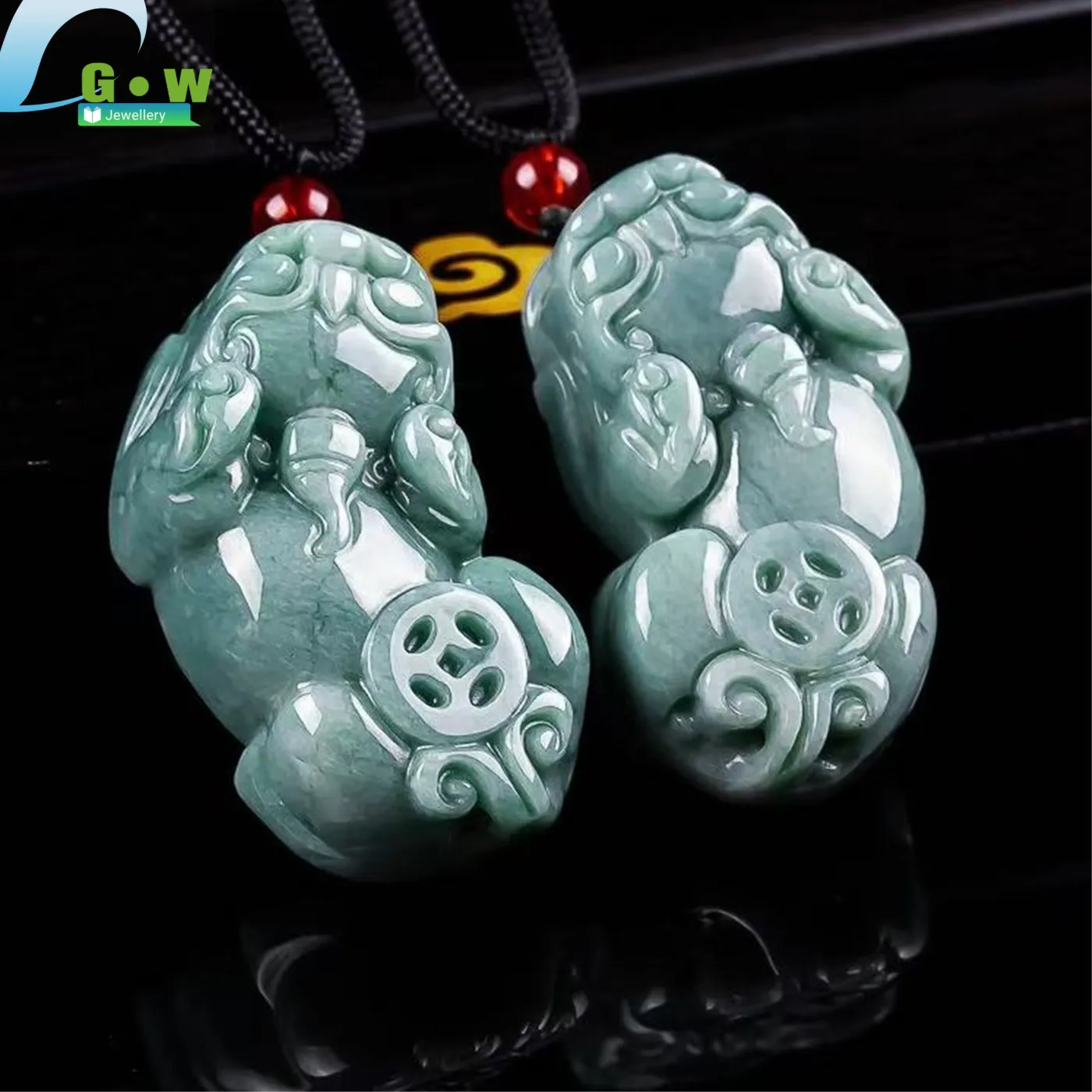 Authentic Natural Grade A Jadeite Blue Water Pixiu Pendant Men Women Wealth Guardian Gemstone Ethnic Style Necklace Jewelry