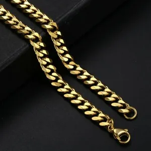 Authentic 16"-36" Chain Mens Necklace Gold Plated Curb Cuban 3/5/7/9/11mm