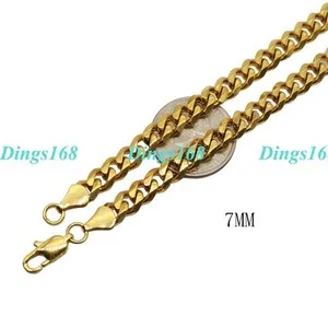 Authentic Mens Real 18K Yellow Gold Plated GP Miami Cuban Link Chain Necklace 16"-32" C062