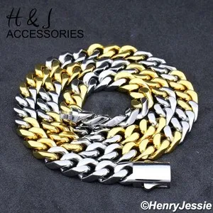 Authentic 16"-40"MEN 8.5mm Silver/Gold Plated Miami Cuban Chain Necklace