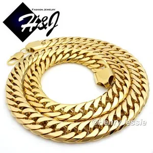 Authentic 20-40"MEN HEAVY WIDE 16mm Gold Plated Cuban Curb Chain Necklace