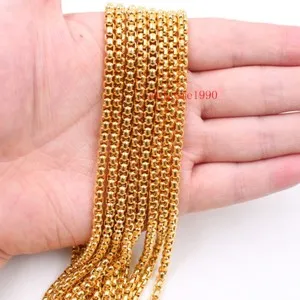 Authentic 16"-32" 3mm Gold Plated Square Rolo Chain Necklace Trendy Gifts