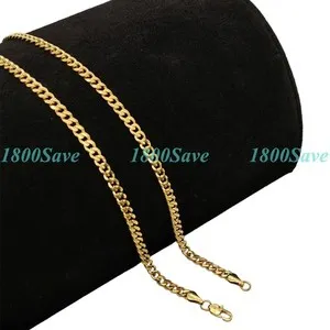 Authentic 18K Yellow Gold Plated 4mm wide 16"/18"/20"/22"/24-32" Cuban Chain Necklace F062