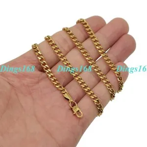 Authentic 18K Yellow Gold Plated GP 4mm wide Miami Cuban Link Chain Necklace 16"-32" A062