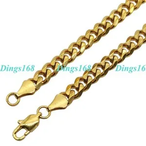Authentic 18K Yellow Gold Plated GP 7mm Very Wide Miami Cuban Chain Necklace 16"-32" X062