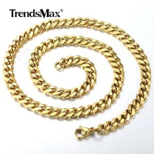 Authentic 7mm 16-36" Gold Plated Curb Link Necklace Men Women Chain Choker