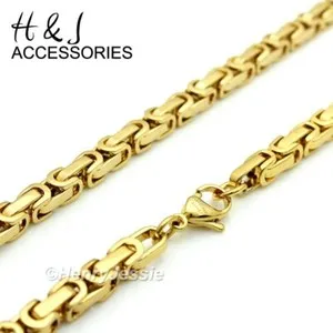 Authentic 16"-40"MEN's 8mm Gold Plated Byzantine Box Link Chain Necklace*G