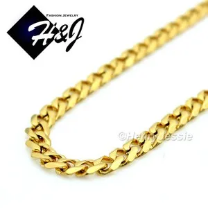 Authentic 16-36"MEN WOMEN 3mm Gold Plated Miami Cuban Curb Chain Necklace
