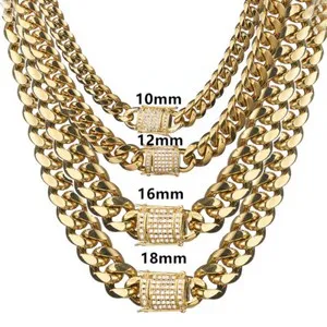 Authentic 18K Gold Plated Mens Miami Cuban Link Bracelet or Chain Necklace