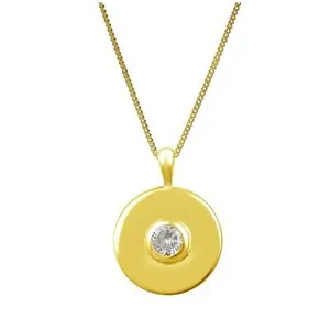 Authentic Gold Plated Sterling Silver CZ Medallion Necklace 14 32 Inch