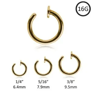 Authentic Gold Plated 316L Surgical Open Nose Ring Hoop 9/32" 5/16" 16 Gauge 16G