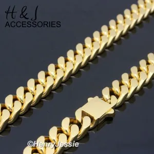 Authentic 16"-40"MEN 316L 12mm Gold Plated Miami Cuban Curb Chain Necklace