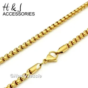 Authentic 16-36"MEN 3mm Gold Plated Smooth Classic Box Chain Necklace*A120