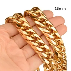 Authentic Men Women 18k Gold Plated Curb Cuban Link Chain Necklace 9-21MM
