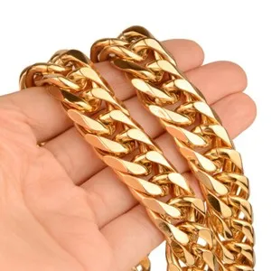 Authentic 9mm-21mm 18K Gold Plated MENS Curb Cuban Chain Necklace