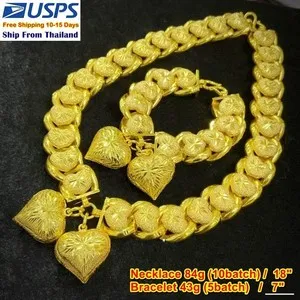 Authentic L32 24k Gold Plated Jewelry Pendant Necklace 10 baht 16" / Bracelet 10 baht 7"