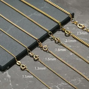 Authentic 9ct Gold Plated on Sterling Silver 16, 18, 20, 22, 24, 26, 28, inch Curb Chain